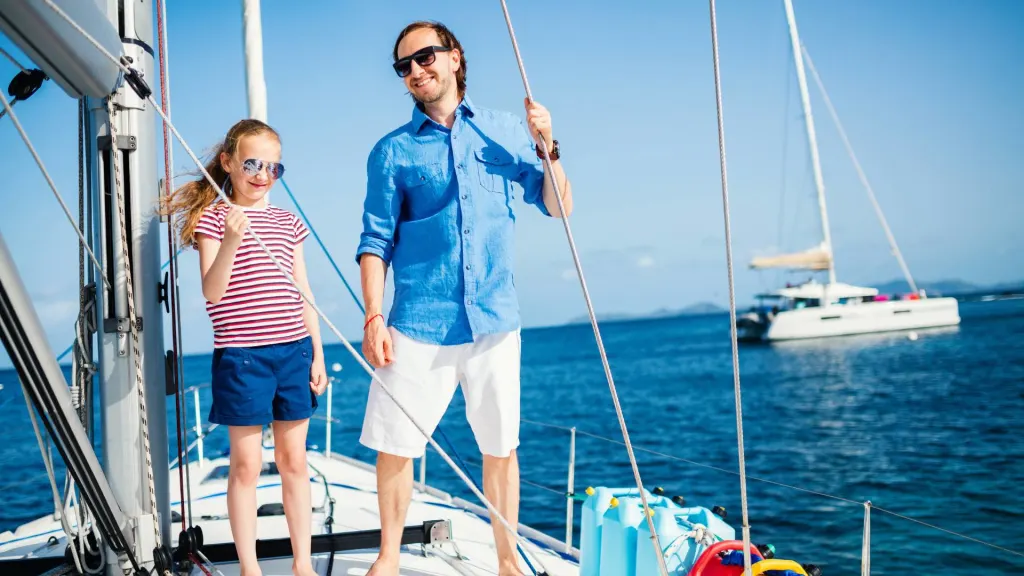Family on Board of Sailing Yacht